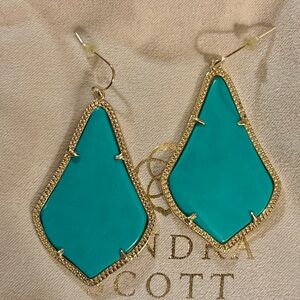 Kendra Scott Teal Alexandra Drop Earrings - Gold Trim, NFS